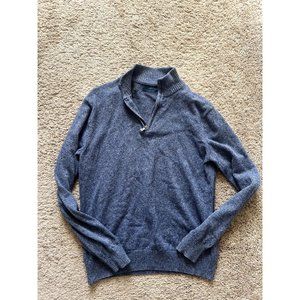 Perry Ellis Blue Men's Cotton Mock Neck Quarter Zip - Size M